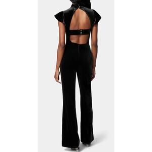 Bebe Black Velvet Mock Neck Cutout Jumpsuit Size XXL